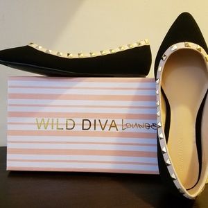 Wild diva faux patent, black &tan